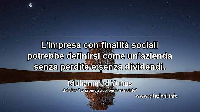 “L'impresa con finalità sociali potrebbe definirsi come un’azienda senza perdite e senza dividendi.”
