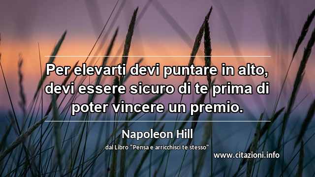 “Per elevarti devi puntare in alto, devi essere sicuro di te prima di poter vincere un premio.”
