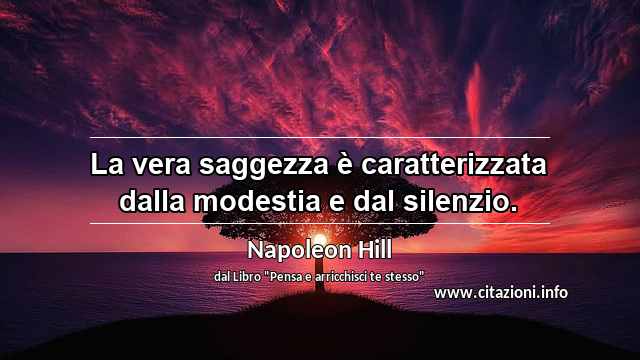 “La vera saggezza è caratterizzata dalla modestia e dal silenzio.”