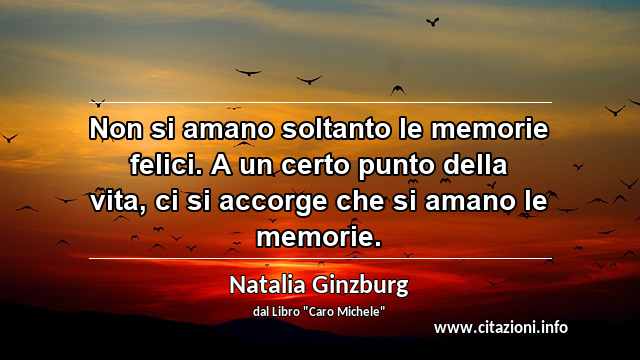 “Non si amano soltanto le memorie felici. A un certo punto della vita, ci si accorge che si amano le memorie.”