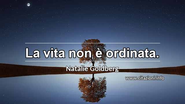 “La vita non è ordinata.”