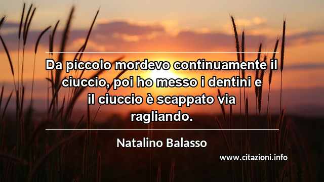 “Da piccolo mordevo continuamente il ciuccio, poi ho messo i dentini e il ciuccio è scappato via ragliando.”