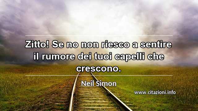 “Zitto! Se no non riesco a sentire il rumore dei tuoi capelli che crescono.”