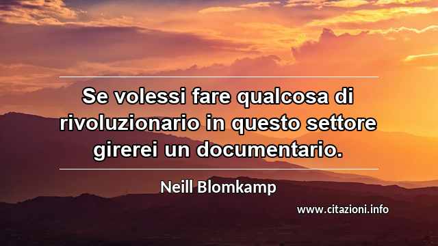 “Se volessi fare qualcosa di rivoluzionario in questo settore girerei un documentario.”