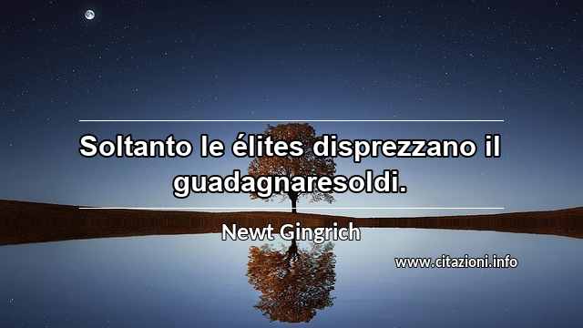 “Soltanto le élites disprezzano il guadagnaresoldi.”