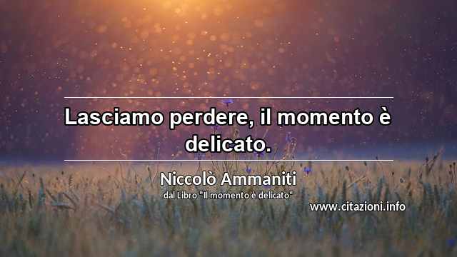 “Lasciamo perdere, il momento è delicato.”