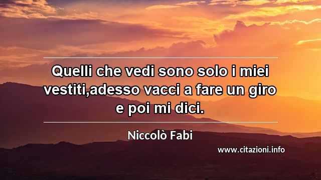 “Quelli che vedi sono solo i miei vestiti,adesso vacci a fare un giro e poi mi dici.”