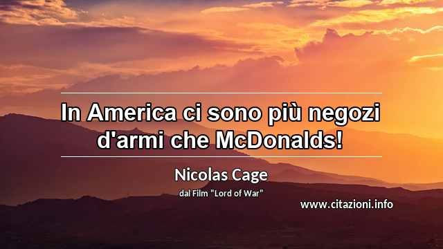 “In America ci sono più negozi d'armi che McDonalds!”