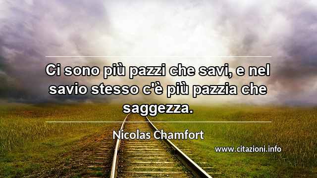 “Ci sono più pazzi che savi, e nel savio stesso c'è più pazzia che saggezza.”