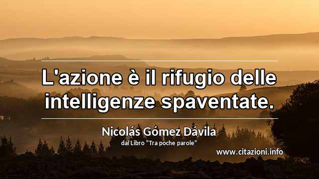 “L'azione è il rifugio delle intelligenze spaventate.”