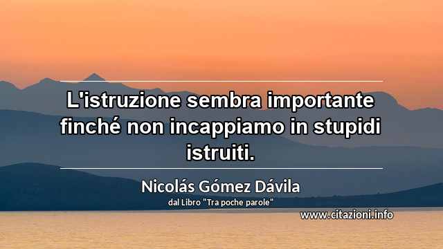 “L'istruzione sembra importante finché non incappiamo in stupidi istruiti.”