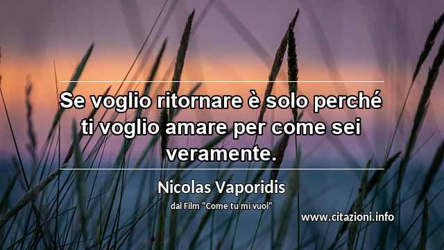 “Se voglio ritornare è solo perché ti voglio amare per come sei veramente.”