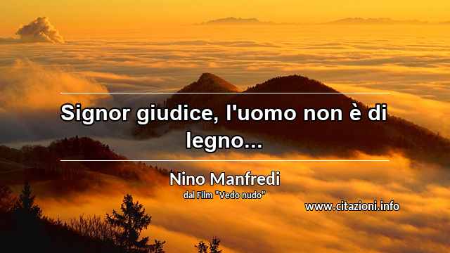 “Signor giudice, l'uomo non è di legno...”