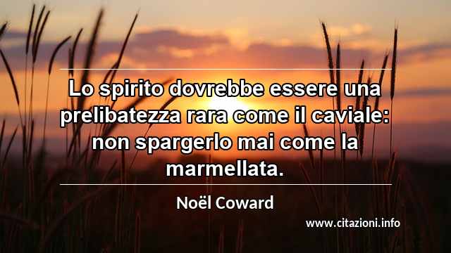 “Lo spirito dovrebbe essere una prelibatezza rara come il caviale: non spargerlo mai come la marmellata.”