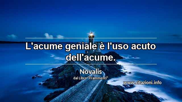 “L'acume geniale è l'uso acuto dell'acume.”