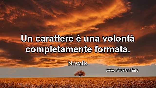 “Un carattere è una volontà completamente formata.”