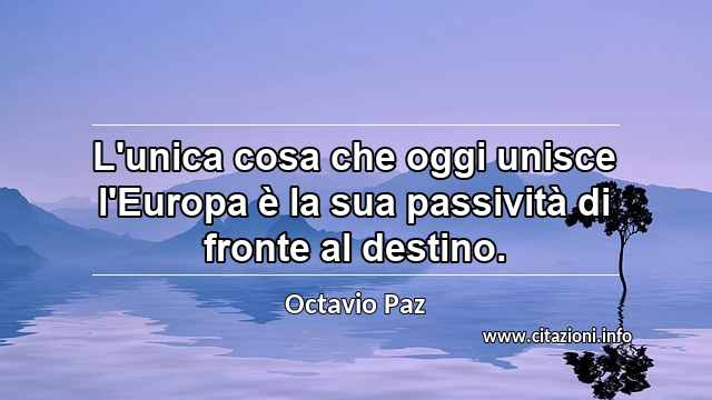 “L'unica cosa che oggi unisce l'Europa è la sua passività di fronte al destino.”