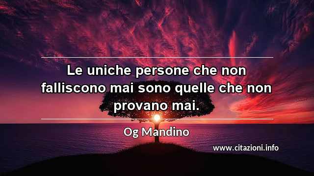 “Le uniche persone che non falliscono mai sono quelle che non provano mai.”