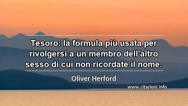 “Tesoro: la formula più usata per rivolgersi a un membro dell'altro sesso di cui non ricordate il nome.”