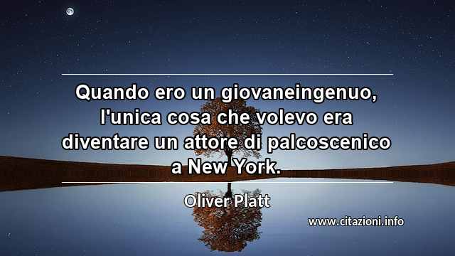 “Quando ero un giovaneingenuo, l'unica cosa che volevo era diventare un attore di palcoscenico a New York.”