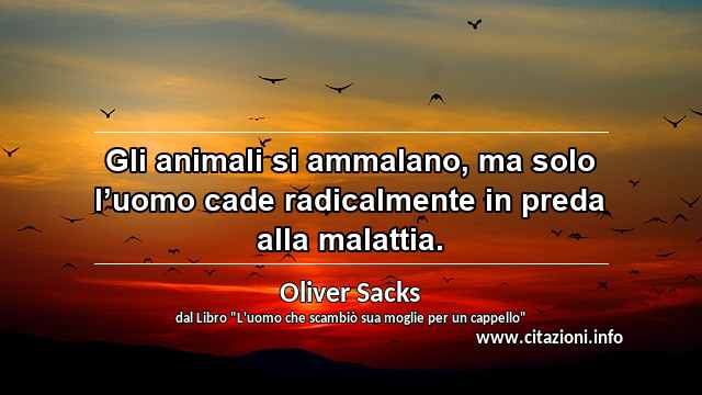 “Gli animali si ammalano, ma solo l’uomo cade radicalmente in preda alla malattia.”