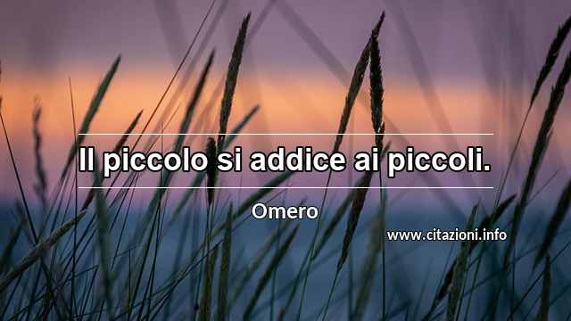 “Il piccolo si addice ai piccoli.”