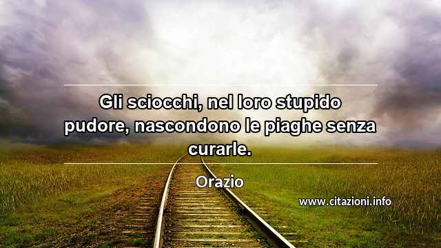 “Gli sciocchi, nel loro stupido pudore, nascondono le piaghe senza curarle.”