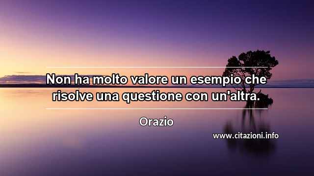 “Non ha molto valore un esempio che risolve una questione con un'altra.”