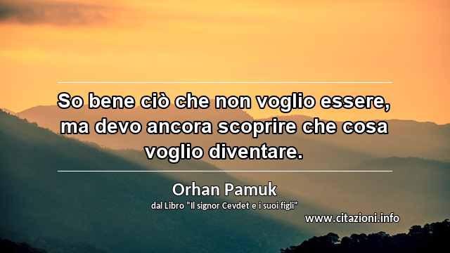 “So bene ciò che non voglio essere, ma devo ancora scoprire che cosa voglio diventare.”