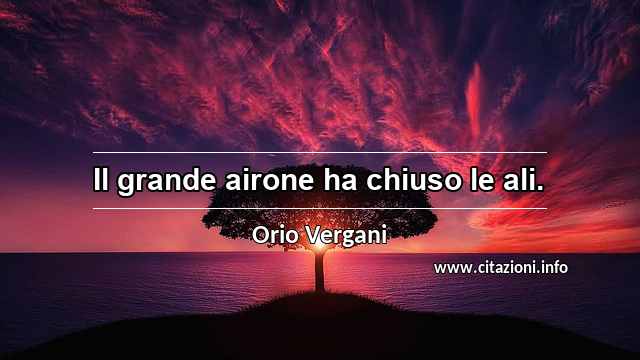 “Il grande airone ha chiuso le ali.”