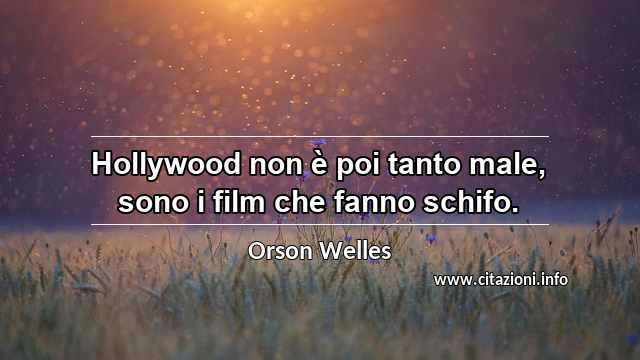 “Hollywood non è poi tanto male, sono i film che fanno schifo.”