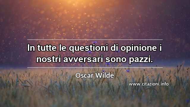 “In tutte le questioni di opinione i nostri avversari sono pazzi.”