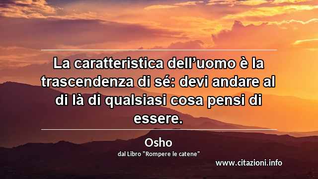 “La caratteristica dell’uomo è la trascendenza di sé: devi andare al di là di qualsiasi cosa pensi di essere.”