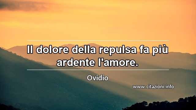 “Il dolore della repulsa fa più ardente l'amore.”