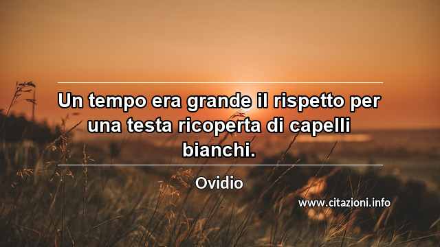 “Un tempo era grande il rispetto per una testa ricoperta di capelli bianchi.”