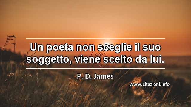 “Un poeta non sceglie il suo soggetto, viene scelto da lui.”
