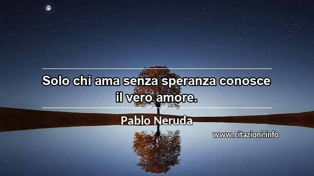 “Solo chi ama senza speranza conosce il vero amore.”