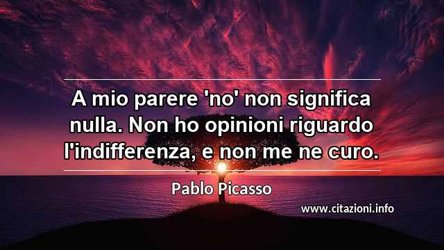 “A mio parere 'no' non significa nulla. Non ho opinioni riguardo l'indifferenza, e non me ne curo.”