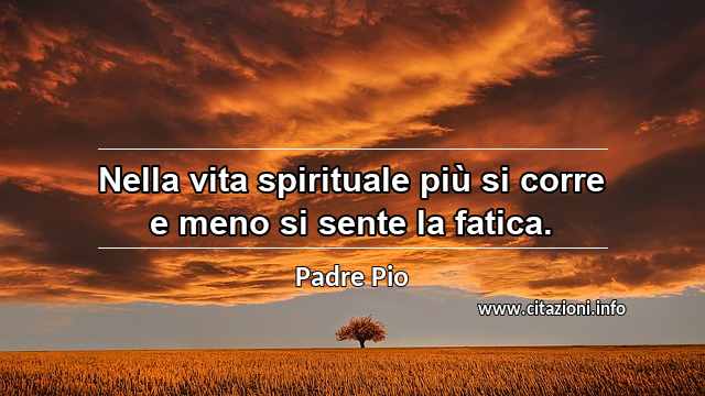“Nella vita spirituale più si corre e meno si sente la fatica.”