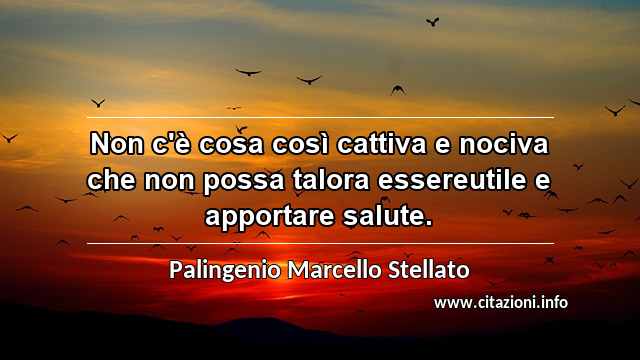 “Non c'è cosa così cattiva e nociva che non possa talora essereutile e apportare salute.”