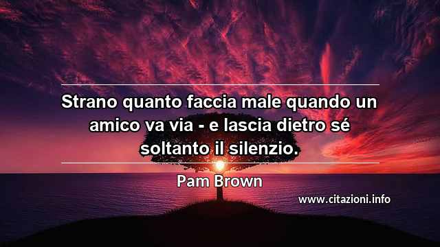 “Strano quanto faccia male quando un amico va via - e lascia dietro sé soltanto il silenzio.”