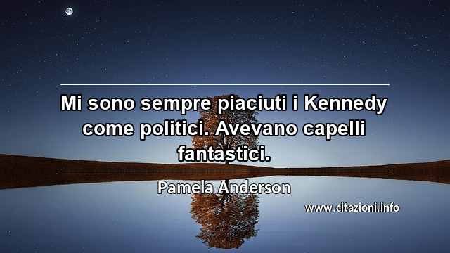 “Mi sono sempre piaciuti i Kennedy come politici. Avevano capelli fantastici.”