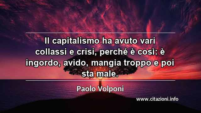 “Il capitalismo ha avuto vari collassi e crisi, perché è così: è ingordo, avido, mangia troppo e poi sta male.”