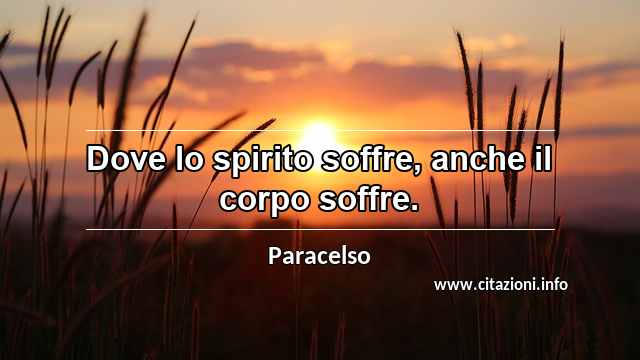 “Dove lo spirito soffre, anche il corpo soffre.”