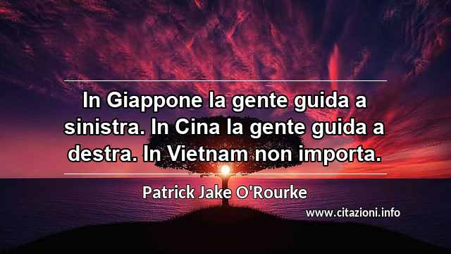 “In Giappone la gente guida a sinistra. In Cina la gente guida a destra. In Vietnam non importa.”