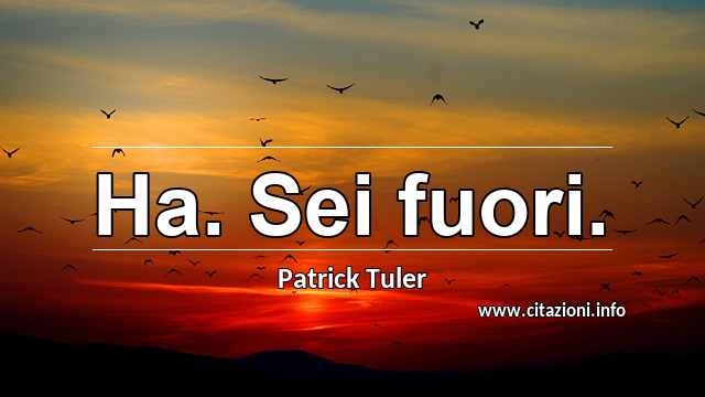 “Ha. Sei fuori.”