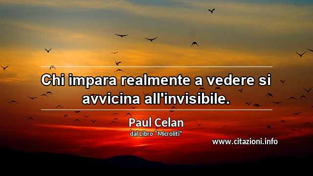“Chi impara realmente a vedere si avvicina all'invisibile.”