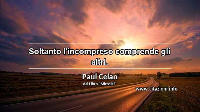 “Soltanto l'incompreso comprende gli altri.”