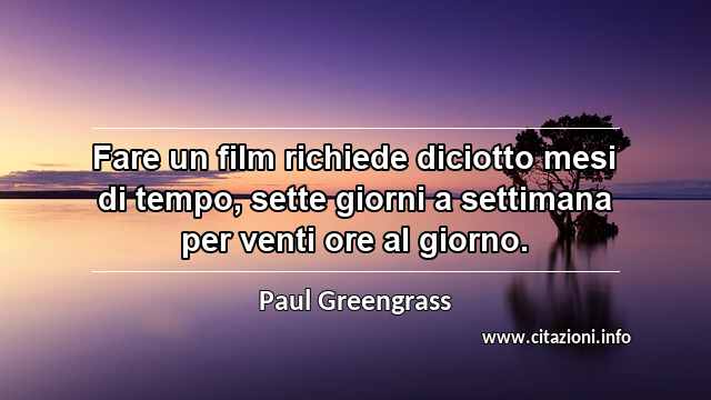 “Fare un film richiede diciotto mesi di tempo, sette giorni a settimana per venti ore al giorno.”