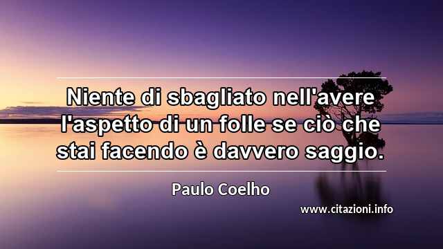 “Niente di sbagliato nell'avere l'aspetto di un folle se ciò che stai facendo è davvero saggio.”